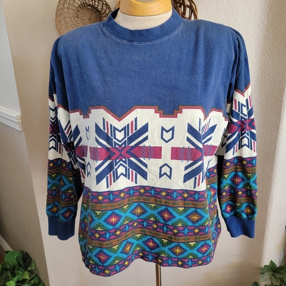 Adobe Rose Tops - Vintage Adobe Rose Western Long Sleeve Tee Sz XL